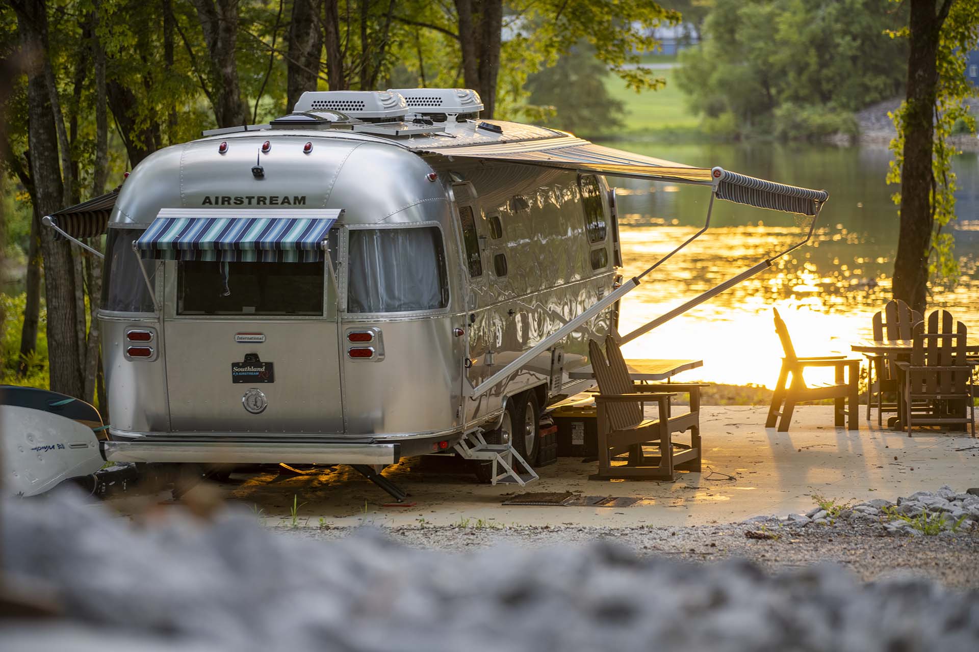 airstream by lake